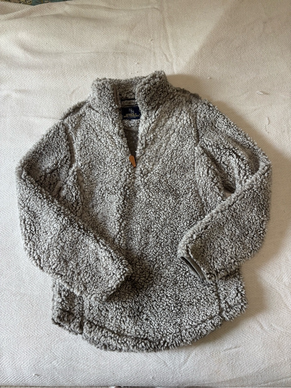 Simply Southern Cozy Sherpa Half-Zip Pullover in Light Gray